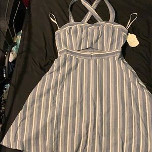 Grey/blue and white striped dress